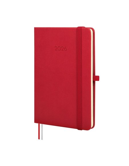 Finocam Minimal Textura Agenda - Annuel 2026 - Couverture rigide - Fermeture Avec Goma Élastique - Format M4 - 124x16x174mm - Se