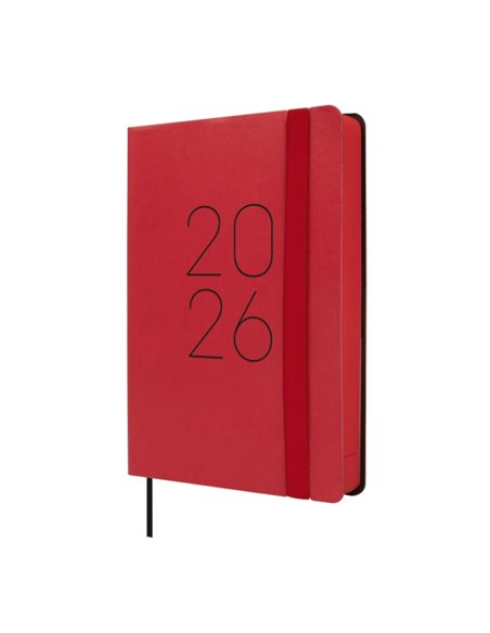 Finocam Flexi Lisa Agenda - Annuel 2026 - Couverture souple - Format F4 - 120x23x172mm - 1 Dia Par Pagina - Couleur Rouge