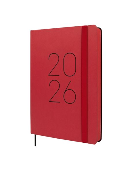Finocam Flexi Lisa Agenda - Annuel 2026 - Couverture souple - Format FA5 - 151x23x214mm - 1 Dia Par Pagina - Couleur Rouge