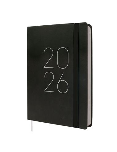 Finocam Flexi Lisa Agenda - Annuel 2026 - Couverture souple - Format FA5 - 151x23x214mm - 1 Dia Par Pagina - Couleur Noir