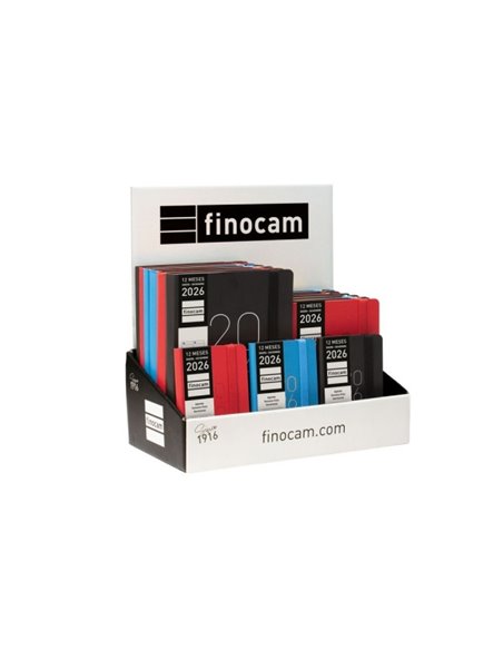 Finocam Flexi Lisa Présentoir Avec 15 Agendas Surtidas - Annuel 2026 - Couverture souple - Couleur Assortis