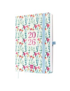 Finocam Capri Agenda Internacional - Annuel 2026 - Format FA5 - 153x23x214mm - 1 Dia Par Pagina - Tematica de Flores