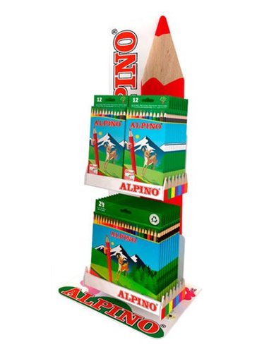 Alpino Estrella Présentoir Avec 12 Packs de 24 Lapices de Couleurs + 24 Packs de 12 Lapices de Couleurs - Mina de 3mm - Résistan