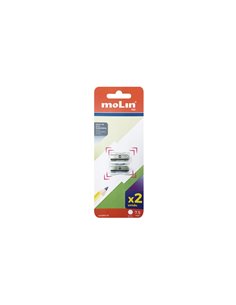 Molin Pack de 2 Afilalapices Metalicos de 1 Orificio Pour Lapices de Jusqu'à 10mm - Couleur Aluminium