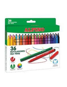 Alpino Pack Avec 36 Feutres de Couleurs - Pointe de 3mm - Superlavables et Brillantes - Usage Scolaire - Desarrolla la Creativid