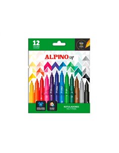 Alpino Up Pack Avec 12 Feutres de Couleurs - Pointe 1mm - Pour Trazos Finos et Detallados - Encre à Base de Eau - Couleurs assor