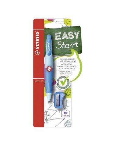 Stabilo Easyergo Pack Avec Crayon Retractil + Scapuntas - Mina HB de 3.15mm - Design Ergonomique - Usage Diestro - Couleur Bleu