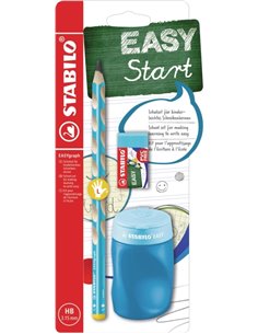 Stabilo Easygraph Pack Avec Crayon de Grafito + Sacapuntas Avec Deposito + Goma de Borrar - Mina HB de 3.15mm - Design Ergonomiq