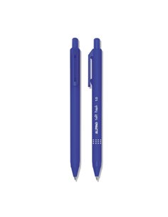 Alpino Soft Touch Stylo à bille Retractil - Pointe 1mm - Toucher Doux - Encre Bleu - Couleur Bleu
