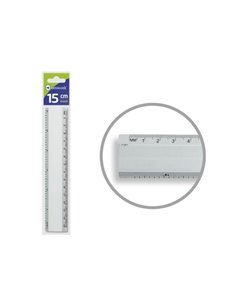 Bismark Règle Milimetrada 15cm - Fabricada en Aluminium - Avec Bisel Pour les Lineas à Encre - Couleur Aluminium
