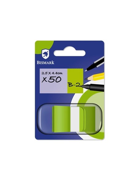 Bismark Dispensador Avec 50 Marcadores Reposicionables 44 x 25mm - Pour Marcar, Señalar ou Destacar Informacion - Couleur Vert