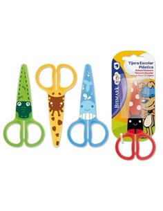 Bismark Kids Plastica Tijera Scolaire de Plastico - Decoradas Avec Animales - Pointe Roma - 4 Diseños Assortis