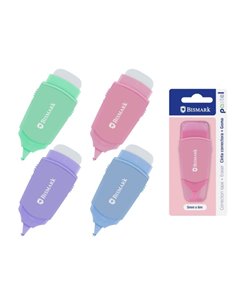 Bismark Pastel Ruban Correctora 5mmx6m Avec Goma de Borrar - Perfecta Adherencia al Papier - Presentacion en Blister - Corps de 