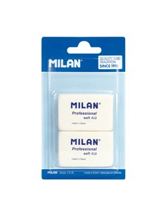 Milan Professional Soft 412 Pack de 2 Gomas de Borrar - Miga de Pan - Caucho Sintetico - Couleur Blanc