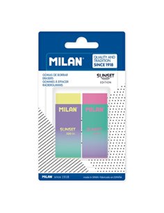 Milan Nata 320 Sunset Pack de 2 Gomas de Borrar - No Abrasiva - Couleurs assorties