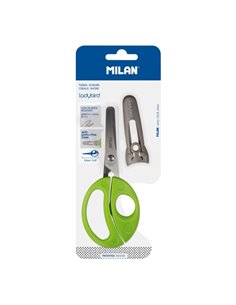 Milan Ladybird Ciseaux Avec Housse - Mango Ergonomique - Pointe Redondeada - Acier Inoxydable de 15cm - Couleur Vert