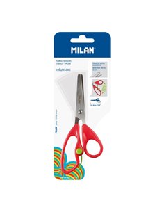 Milan Return Blister de Ciseaux Return Rojas - Mango Ergonomique - Pointe Redondeada - Acier Inoxydable de 14.4cm - Couleur Roug