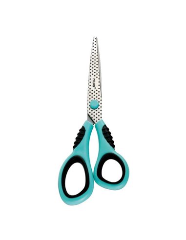 Milan Dots & Buttons Ciseaux Bureau Avec Cuchilla de Acier Inoxydable - Mango de Plastico Turquoise Ergonomique - Longueur 20,5c