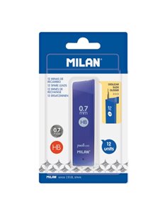 Milan Pack de 12 Minas Grafito 0.7mm - Dureza HB - Couleur Gris Foncé