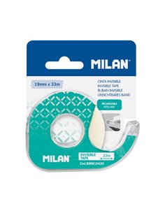 Milan Portarrollos Avec Ruban Adhesiva - Ruban Transparent Mate - Feuille de Corte Metalica - 19mm x 33m - Couleur Vert