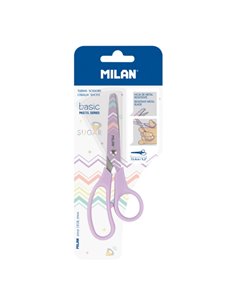 Milan Pastel Ciseaux de 13.4cm - Mango Ergonomique - Pointe Redondeada - Feuille de Acier Inoxydable - Couleur Lila Pastel