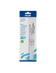 Milan 101W Pack de 4 Pinceles Redondos - Pelo de Cabra et Sintetico - Formatos Assortis - Couleur Blanc