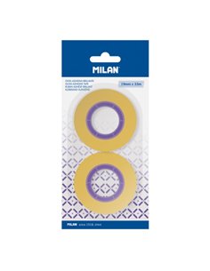 Milan Pack de 2 Cintas Adhesivas - 19mm x 33m - Couleur Jaune Transparent