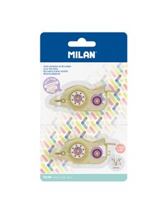 Milan Pack de 2 Recambios de Ruban Adhesiva Pour Serie New Look - 8.4mm x 8m - Couleur Transparent