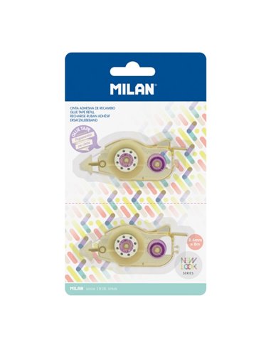 Milan Pack de 2 Recambios de Ruban Adhesiva Pour Serie New Look - 8.4mm x 8m - Couleur Transparent