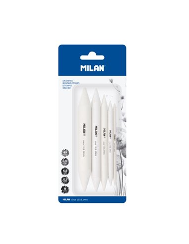 Milan Pack de 5 Difuminos - Formatos Assortis - Recomendado Pour Bellas Artes - Couleur Blanc