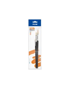 Milan 501 Pack de 3 Pinceles Planos - Formatos Assortis - Couleur Noir