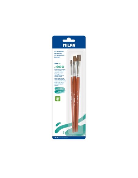 Milan 121 Pack de 3 Pinceles Planos - Formatos Assortis - Couleur Bois Foncé