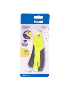 Milan Compact Acid Cuter Autoretractable - Feuille Ceramica Reemplazable - Bloqueo de Sécurité - Ergonomique - Couleur Jaune