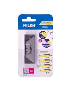 Milan Compact Acid Pack de 10 Recambios Pour Cuter - Feuille Metalica - Couleur Acier