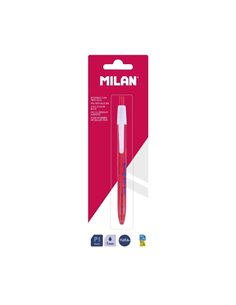Milan P1 Nata® 624 Stylo à bille de Bola Retractil - Pointe Ronde 1mm - Encre Couleur Bleu - Corps de Couleur Rose/Blanc