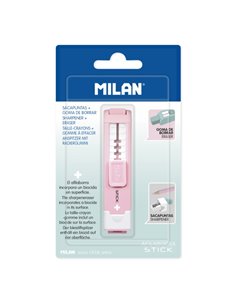 Milan Stick + Afilaborra - Superficie Antibacteriana - Cuchilla de Acier al Carbono - Miga de Pan - Couleur Rose