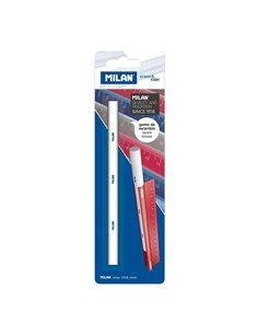 Milan Goma de Recambio Pour Eraser & Ruler - Plastico Doux - No Abrasiva - No Daña le Papier - Couleur Blanc