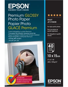 Epson Premium Glossy Photo Pack de 40 Feuilles de Papier Fotografico - 10x15cm - Gramaje de 255g/m2 - Acabado Brillante - Compat