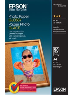 Epson Photo Glossy Pack de 50 Feuilles de Papier Fotografico - A4 - Gramaje de 200g/m2 - Acabado Brillante - Compatible Avec Imp