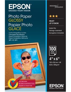 Epson Photo Glossy Pack de 100 Feuilles de Papier Fotografico - 10x15cm - Gramaje de 200g/m2 - Acabado Brillante - Compatible Av