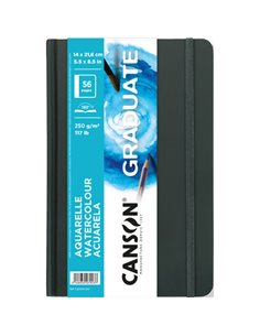 Canson Graduate Acuarela Cahier Avec 28 Feuilles - 14x21.6cm - 250g - Grano Fino - Couleur Blanc