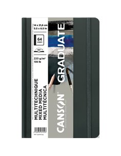 Canson Graduate Mix Media Cahier Avec 32 Feuilles - 14x21.6cm - 220g - Grano Fino - Couleur Gris