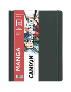 Canson Graduate Manga Cahier Avec 40 Feuilles - 21.6x27.9cm - 200g - Grano Liso - Couleur Blanc