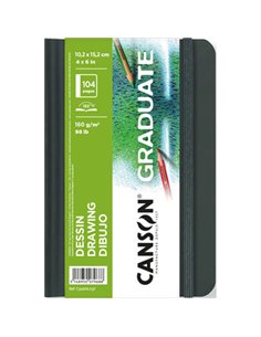 Canson Graduate Dibujo Cahier Avec 52 Feuilles - 10.2x15.2cm - 160g - Grano Fino - Couleur Blanc