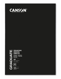 Canson Graduate Dibujo et Esbozo Cahier Grapado Avec 20 Feuilles A6 - 140g - Grano Fino - Couleur Blanc