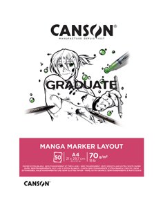 Canson Graduate Manga Layout Bloc Encolado de 20 Feuilles A4 - 70g - Extraliso - Couleur Blanc