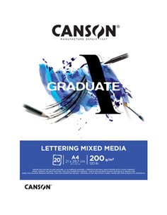 Canson Graduate Lettering Multitecnica Bloc Encolado de 20 Feuilles A4 de 200g - Satinado - Couleur Blanc