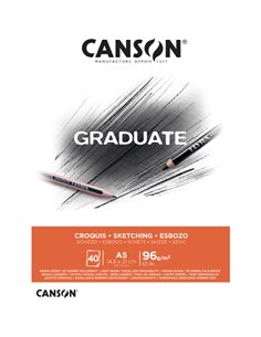 Canson Graduate Sketch Bloc Encolado de 40 Feuilles A5 - 96g - Grano Fino - Couleur Blanc