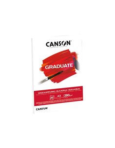 Canson Graduate Oleo & Acrilico Bloc Encolado de 20 Feuilles A3 - 290g - Grano Fino - Couleur Blanc