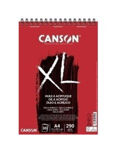 Canson XL Oleo & Acrilico Album Spirale de 30 Feuilles A4 - 290g - Grano Fino - Couleur Blanc